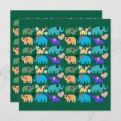 Cute Colorful Elephant Seamless Pattern Kaart (Voorkant / Achterkant)