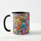 Cute Colorful Emoji Faces Pattern Mug (Gauche)