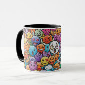Cute Colorful Emoji Faces Pattern Mug (Devant gauche)