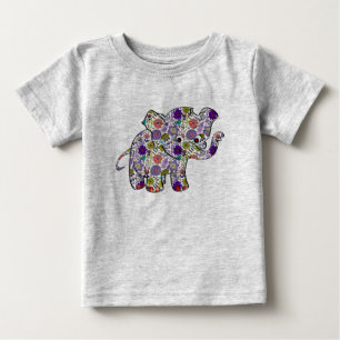 Cute Colorful Floral Baby Elephant