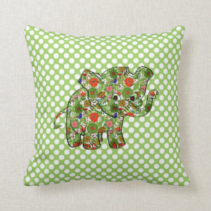 Cute Colorful Floral Baby Elephant Kussen