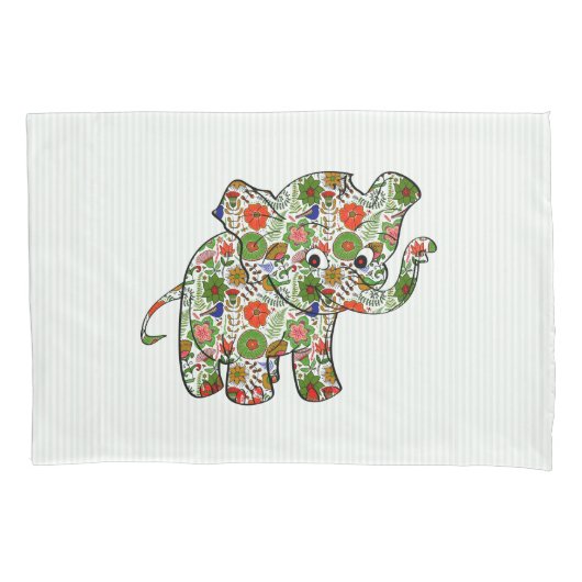 Cute Colorful Floral Baby Elephant Kussensloop (Voorkant)