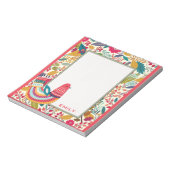 Cute Colorful Floral Bird Notitieblok (Gedraaid)
