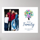 Cute Colorful Floral Family Tree Poster (Voorkant)