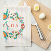 Cute Colorful Floral Lijst Theedoek (Quarter Fold)