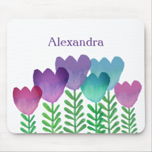 Cute Colorful Floral Waterverf Custom Muismat