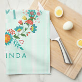 Cute Colorful Floral Wreath Theedoek (Quarter Fold)