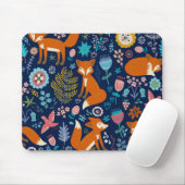 Cute Colorful Flowers & Foxes Pattern Muismat (Met muis)
