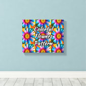 Cute Colorful Flowers Pattern Canvas Afdruk (Insitu (Houten vloer))