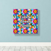 Cute Colorful Flowers Pattern Canvas Afdruk (Insitu (Houten vloer))
