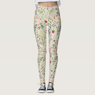 Cute Colorful Flowers Pattern Leggings
