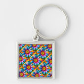 Cute Colorful Flowers Pattern Sleutelhanger (Voorkant)