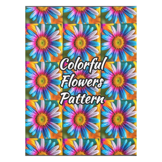 Cute Colorful Flowers Pattern Tafelkleed (Voorkant)