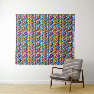 Cute Colorful Flowers Pattern Wandkleed
