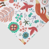Cute Colorful Flowers & Red Foxes Pattern Tissuepapier (Detail)