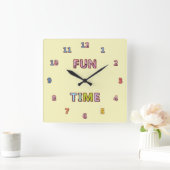 Cute & Colorful Fun Time Vierkante Klok (Huis)