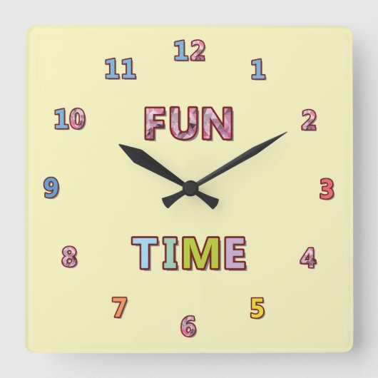 Cute & Colorful Fun Time Vierkante Klok (Voorkant)