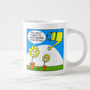 Cute Colorful Funny Flowers Cartoon Gardener Extra Grote Mok