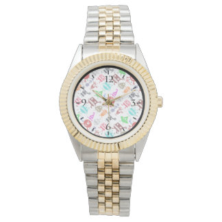 Cute colorful funny monsters patterns horloge