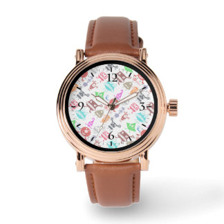 Cute colorful funny monsters patterns horloge