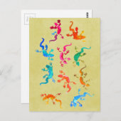Cute colorful gecko lizard illustratie briefkaart (Voorkant / Achterkant)