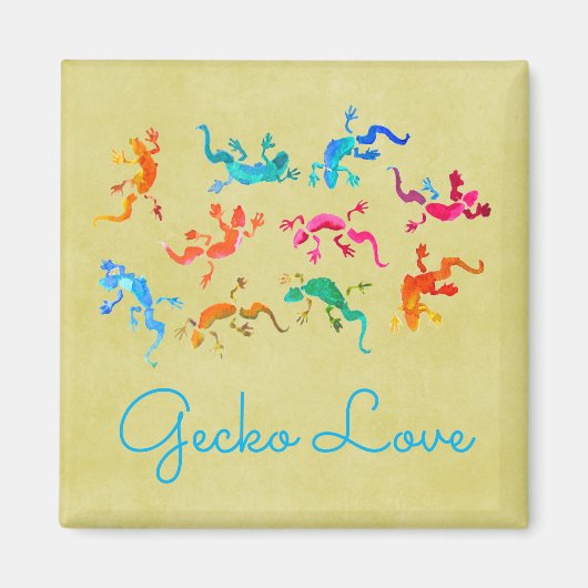 Cute colorful gecko lizard illustratie magneet (Voorkant)