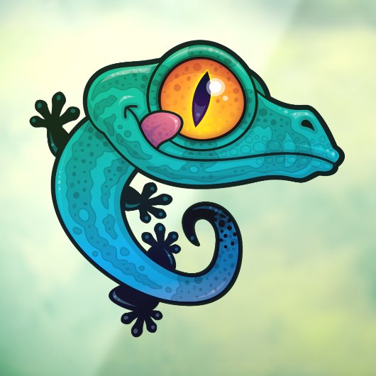 Cute Colorful Gecko Raamsticker (Vel 3)