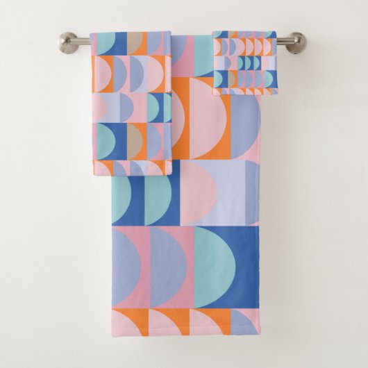 Cute Colorful Geometric Shaptern Blue Bad Handdoek (Insitu)