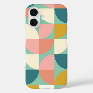 Cute Colorful Geometric Shaptern in Blauwgroen iPhone 16 Hoesje
