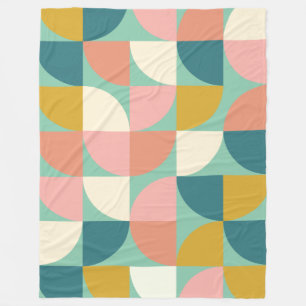 Cute Colorful Geometric Shaptern in Blauwgroen Fleece Deken