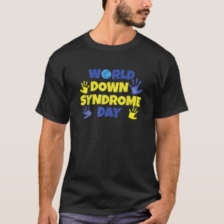 Cute Colorful Hand Print World Down Syndrome Aware T-shirt