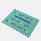 Cute Colorful Happy Fish Pattern Deurmat (Schuin)