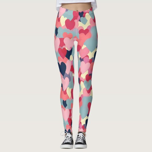 Cute Colorful Heart Pattern Leggings (Voorkant)