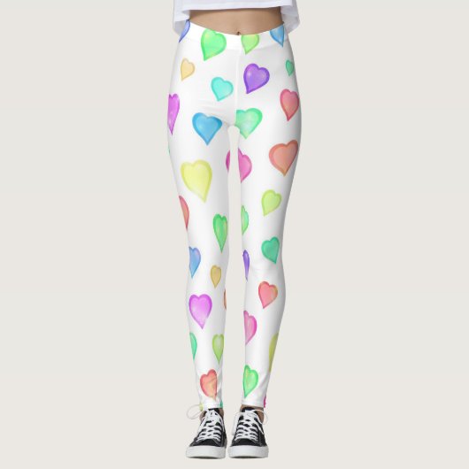 Cute Colorful Heart Pattern Leggings (Voorkant)