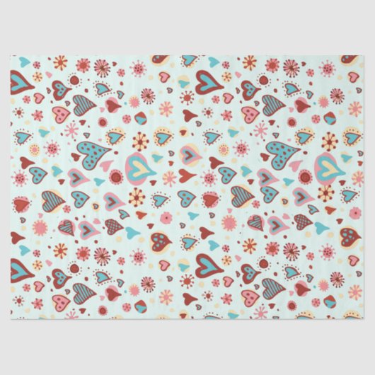 Cute Colorful Hearts Pattern Tissuepapier (Voorkant)