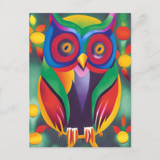 Cute Colorful Holographic Owl Briefkaart