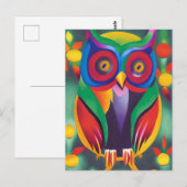 Cute Colorful Holographic Owl Briefkaart (Voorkant / Achterkant)