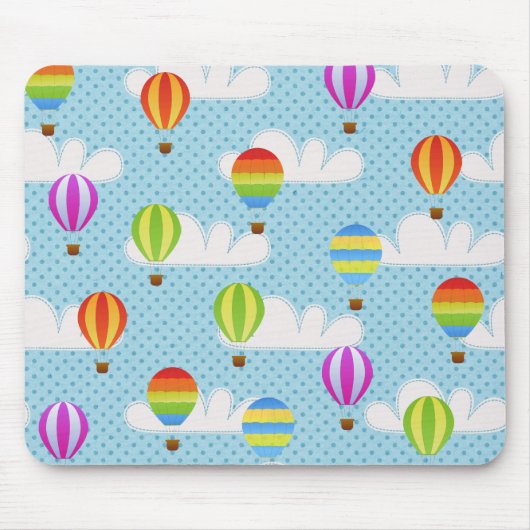 Cute Colorful Hot Air-luchtballonnen Patroon Muismat (Voorkant)
