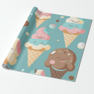 Cute colorful ice crème cadeaupapier