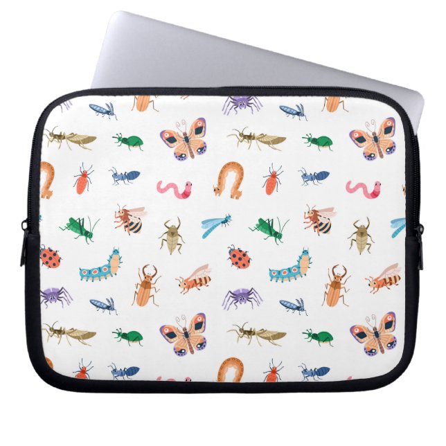 Cute Colorful Insect Pattern Laptop Sleeve (Voorkant)