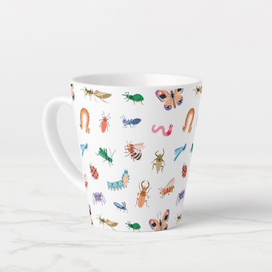 Cute Colorful Insect Pattern Latte Mok (Linkerhoek)