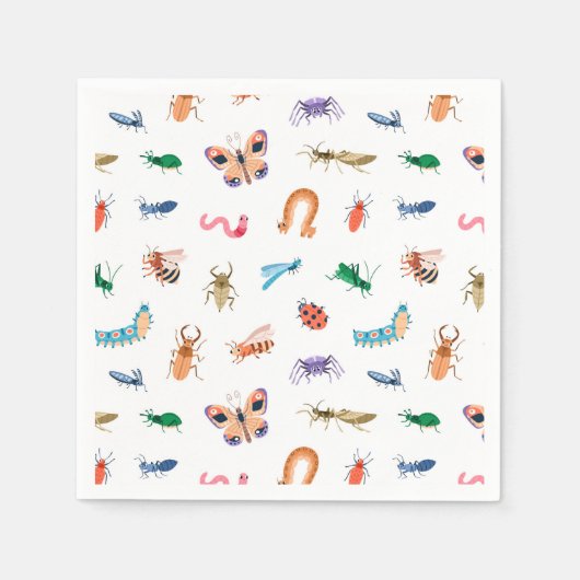 Cute Colorful Insect Pattern Servet (Voorkant)