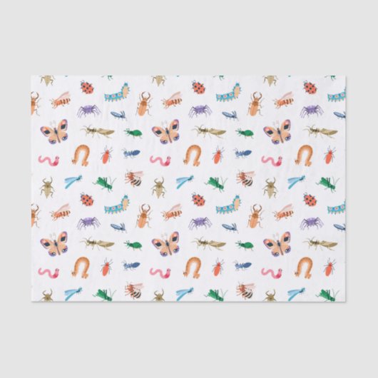 Cute Colorful Insect Pattern Tissuepapier (Voorkant)