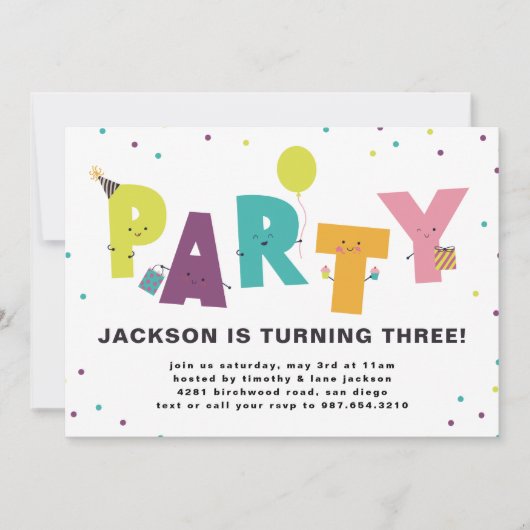 Cute Colorful Invitation Briefkaart (Voorkant)