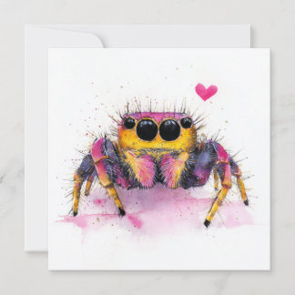 Cute Colorful Jumping Spider Greeting Card Feestdagenkaart
