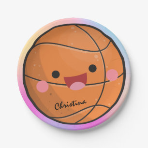 Cute Colorful Kawaii Basketball Ball Player's Name Papieren Bordje