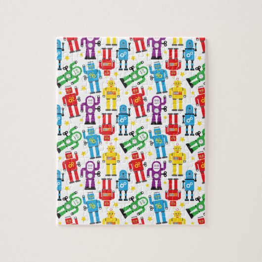 Cute Colorful Kinder Alien Robots Design Legpuzzel (Verticaal)