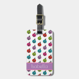 Cute Colorful Ladybug Pattern Bagagelabel