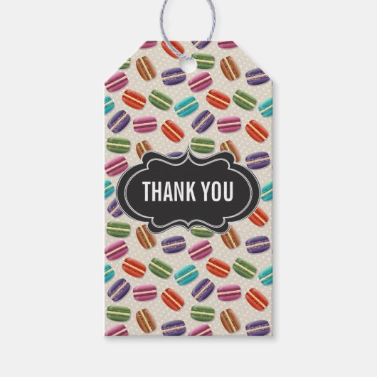 Cute Colorful Macarons Pattern Dank u Cadeaulabel (Voorkant)
