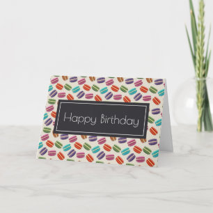 Cute Colorful Macarons Pattern Happy Birthday Kaart